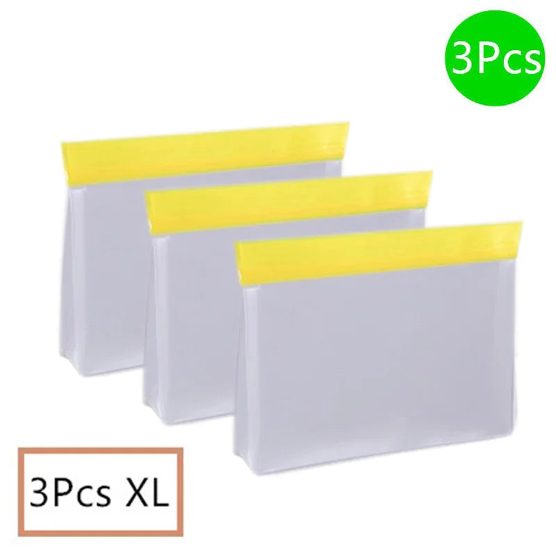 Reusable PEVA Food Bag Freezer Stand Up Food Storage Bag Silicone Bag Leakproof Top Kitchen Organizer Fresh Shut Bags BPA Free