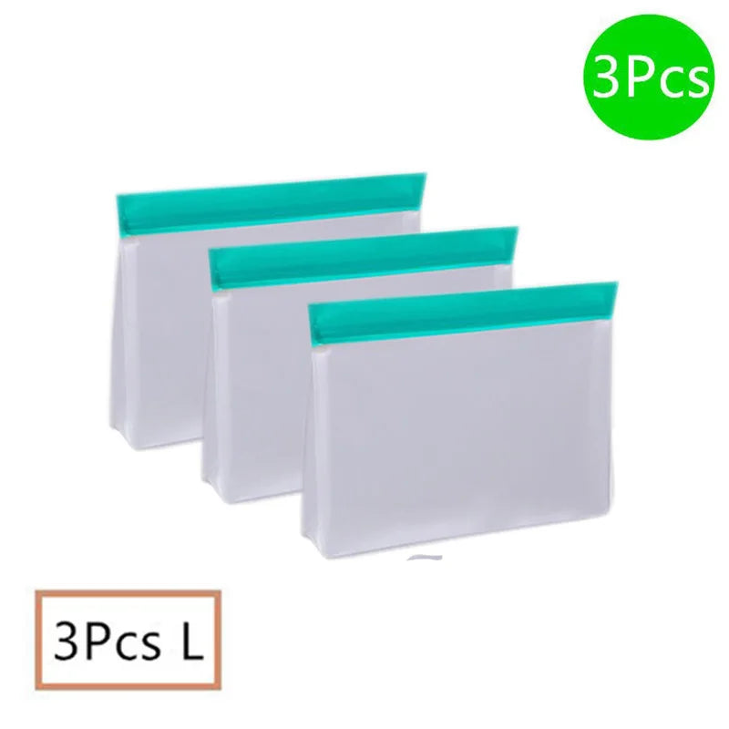 Reusable PEVA Food Bag Freezer Stand Up Food Storage Bag Silicone Bag Leakproof Top Kitchen Organizer Fresh Shut Bags BPA Free