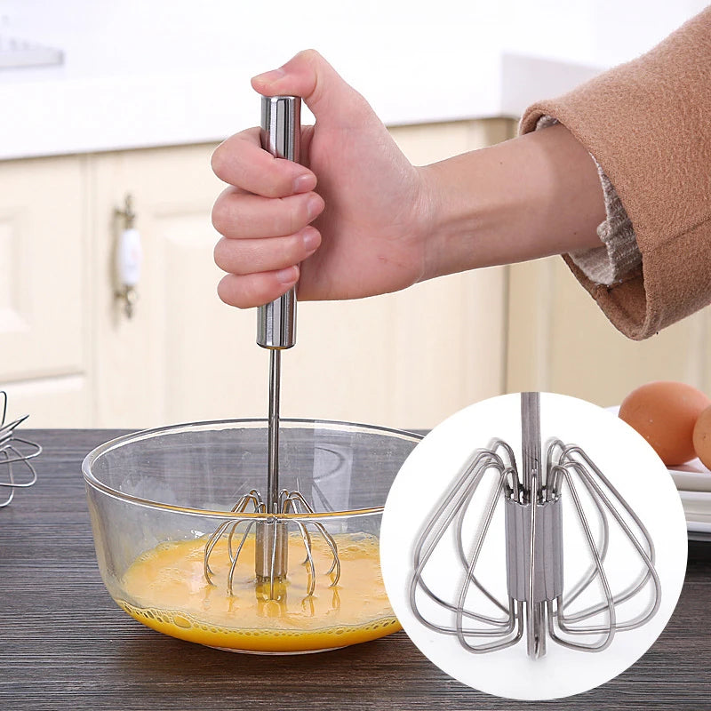 Semi-automatic Egg Beater Egg Whisk Manual Hand Mixer Self Turning Cream Utensils Whisk Manual Mixer Useful Kitchen Gadgets