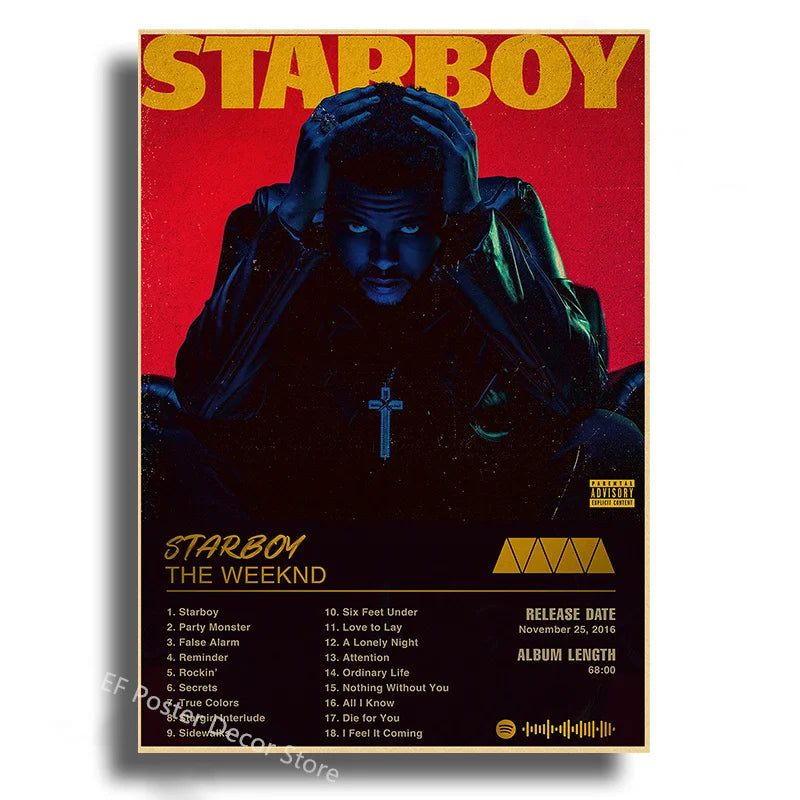 Singer Album Cover Poster Music Prints Custom Album Posters Hip Hop Vintage Room Home Decor Retro Kraft Paper Art Wall Painting