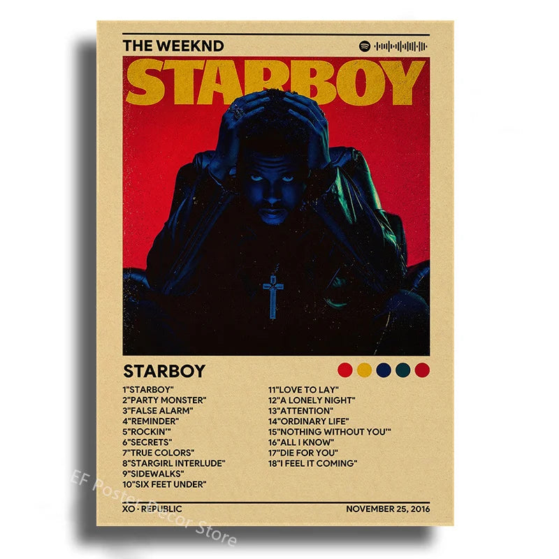 Singer Album Cover Poster Music Prints Custom Album Posters Hip Hop Vintage Room Home Decor Retro Kraft Paper Art Wall Painting