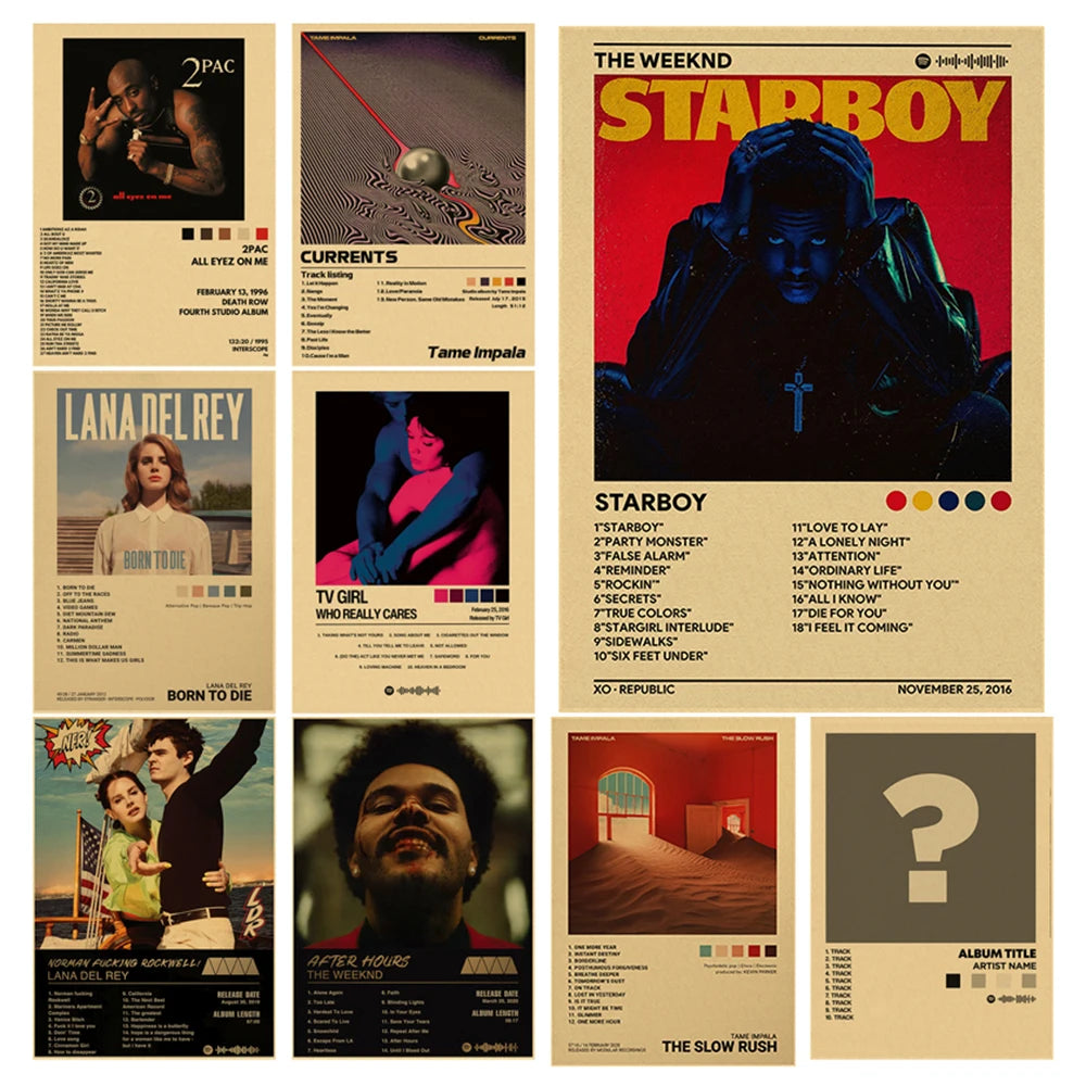Singer Album Cover Poster Music Prints Custom Album Posters Hip Hop Vintage Room Home Decor Retro Kraft Paper Art Wall Painting
