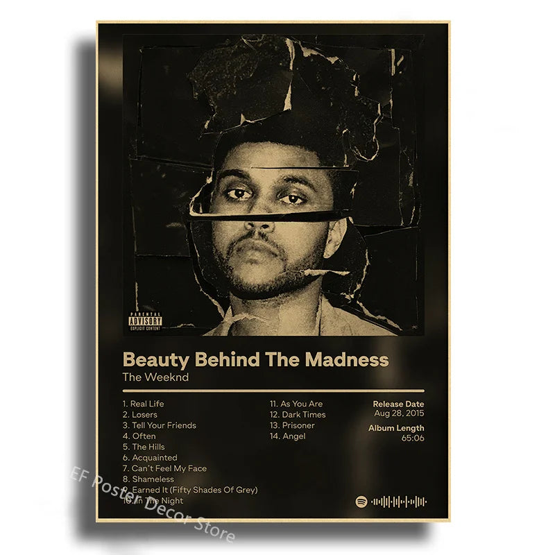 Singer Album Cover Poster Music Prints Custom Album Posters Hip Hop Vintage Room Home Decor Retro Kraft Paper Art Wall Painting