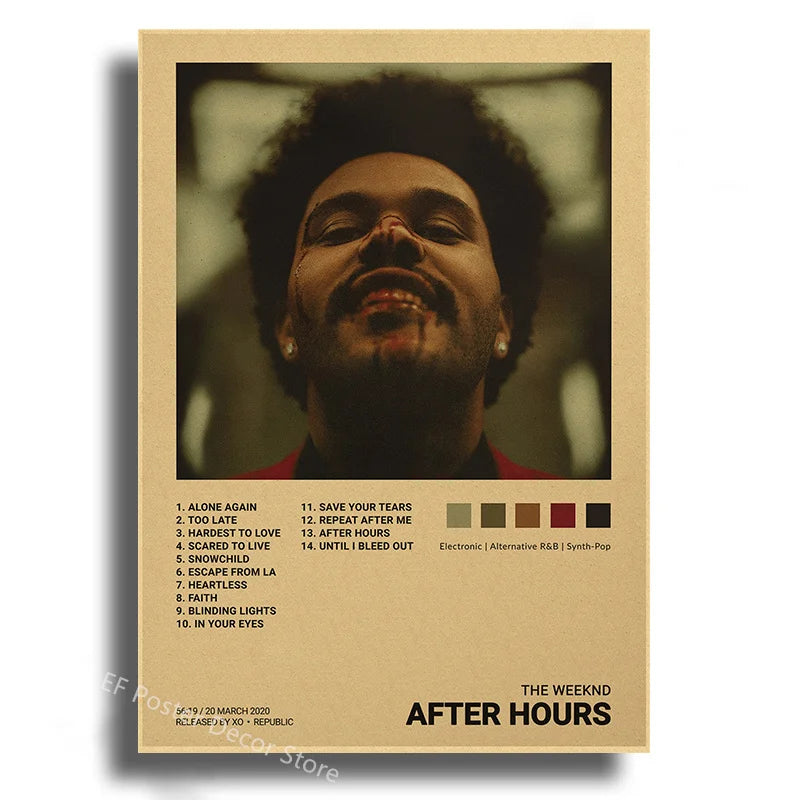 Singer Album Cover Poster Music Prints Custom Album Posters Hip Hop Vintage Room Home Decor Retro Kraft Paper Art Wall Painting