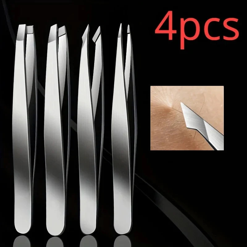 4pcs Set Professional Tweezers Set Perfect For Eyebrow Hair Removal Splinter Very Effortless and Relaxed to Remove