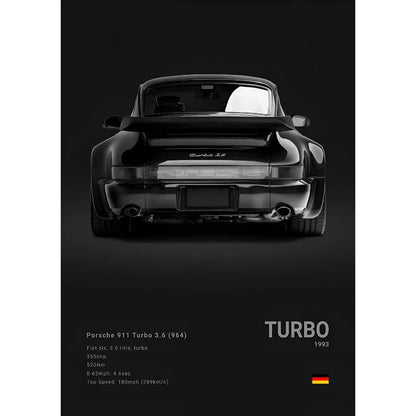 Sports Black Car P-Porsc-Che 918 GT3-RS-911 Poster Sticky Wall Art Printing Waterproof Home Living Bed Room Bar Aesthetic Decor