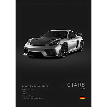 Sports Black Car P-Porsc-Che 918 GT3-RS-911 Poster Sticky Wall Art Printing Waterproof Home Living Bed Room Bar Aesthetic Decor