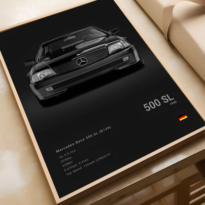 Black Famous Car M-Mercedes-B-Benz-AMG GT Poster Self-adhesive Art Waterproof Paper Sticker Coffee House Bar Room Wall Decor