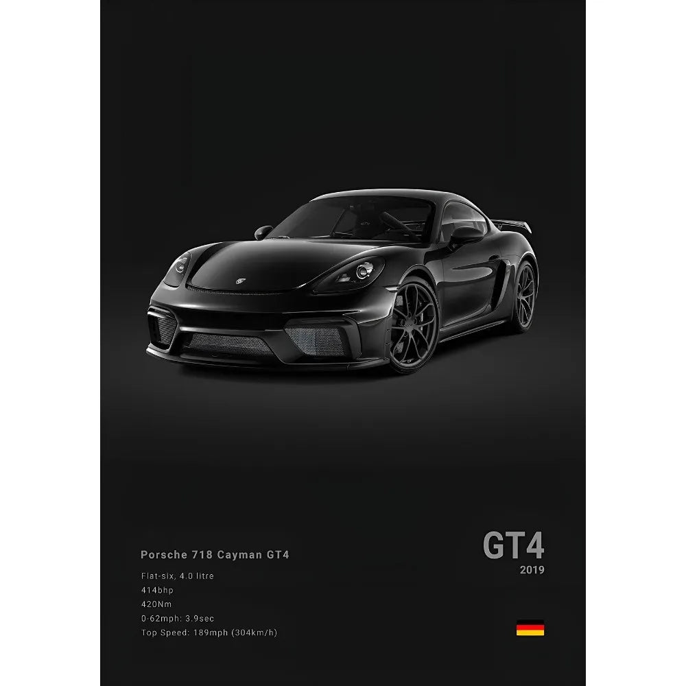 Sports Black Car P-Porsc-Che 918 GT3-RS-911 Poster Sticky Wall Art Printing Waterproof Home Living Bed Room Bar Aesthetic Decor