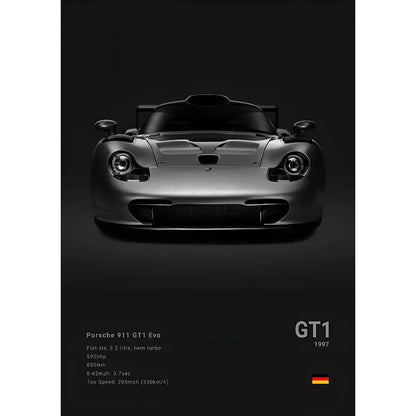 Sports Black Car P-Porsc-Che 918 GT3-RS-911 Poster Sticky Wall Art Printing Waterproof Home Living Bed Room Bar Aesthetic Decor