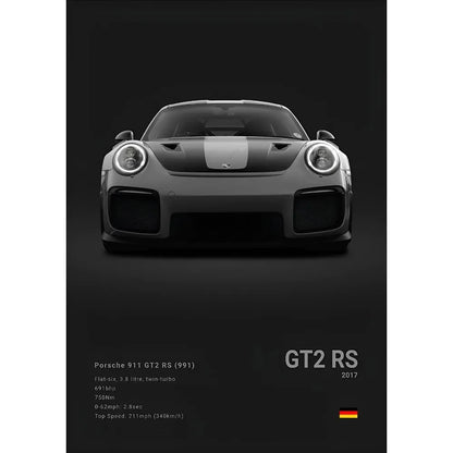Sports Black Car P-Porsc-Che 918 GT3-RS-911 Poster Sticky Wall Art Printing Waterproof Home Living Bed Room Bar Aesthetic Decor