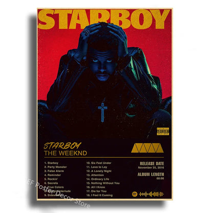 Singer Album Cover Poster Music Prints Custom Album Posters Hip Hop Vintage Room Home Decor Retro Kraft Paper Art Wall Painting