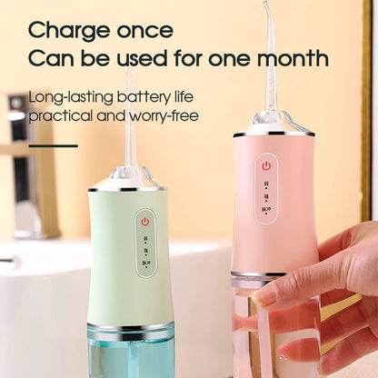 Oral Irrigator Portable Dental Water Flosser USB Rechargeable Water Jet Floss Tooth Pick 4 Jet Tip 220ml 3 Modes IPX7 1400rpm