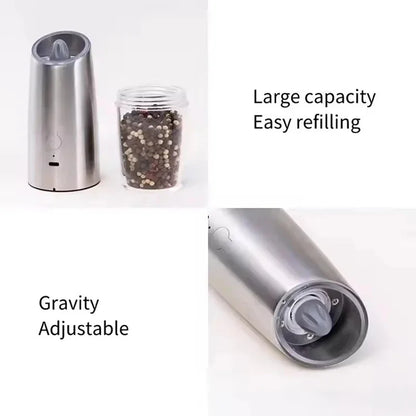 Electric Salt and Pepper Grinder, Gravity Automatic, Spice Shaker, LED Light, Adjustable Ceramic, Kitchen Tools, USB Charge, New
