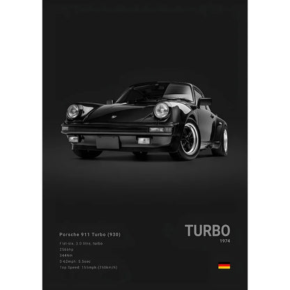 Sports Black Car P-Porsc-Che 918 GT3-RS-911 Poster Sticky Wall Art Printing Waterproof Home Living Bed Room Bar Aesthetic Decor