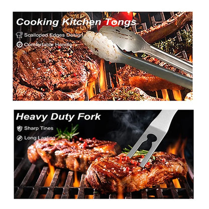 ABRW-29PCS Stainless Steel Grill Tool Set, Grilling Accessories Aluminum Case For Outdoor, Camping Silver