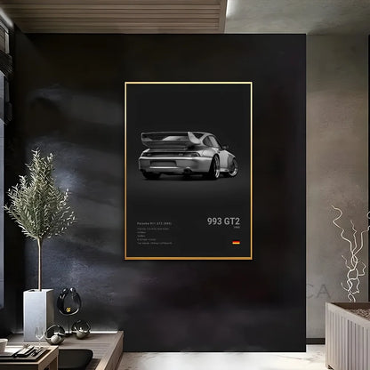 Sports Black Car P-Porsc-Che 918 GT3-RS-911 Poster Sticky Wall Art Printing Waterproof Home Living Bed Room Bar Aesthetic Decor