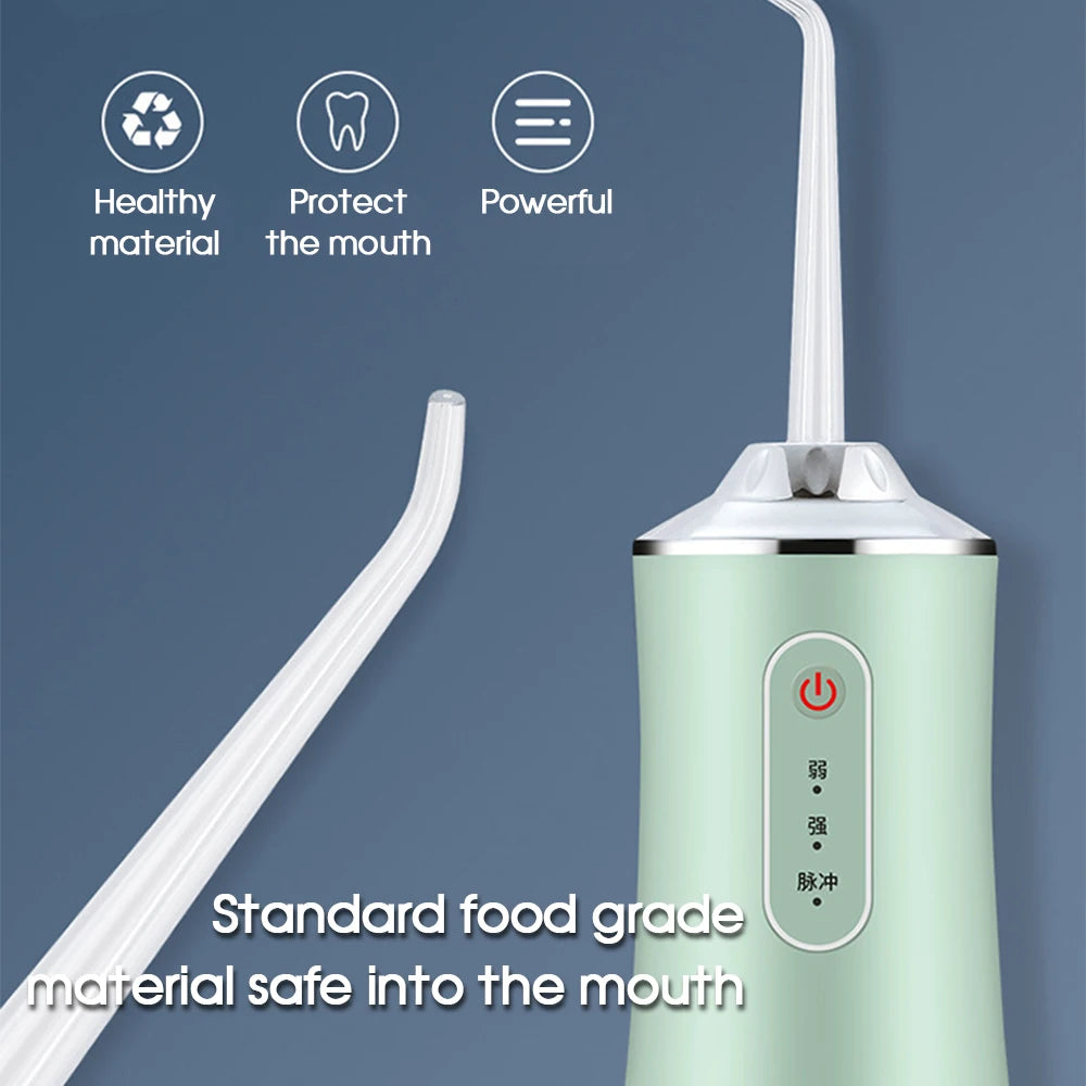Oral Irrigator Portable Dental Water Flosser USB Rechargeable Water Jet Floss Tooth Pick 4 Jet Tip 220ml 3 Modes IPX7 1400rpm