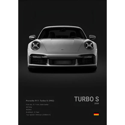 Sports Black Car P-Porsc-Che 918 GT3-RS-911 Poster Sticky Wall Art Printing Waterproof Home Living Bed Room Bar Aesthetic Decor
