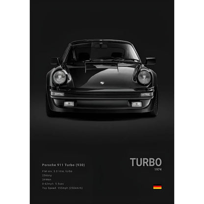 Sports Black Car P-Porsc-Che 918 GT3-RS-911 Poster Sticky Wall Art Printing Waterproof Home Living Bed Room Bar Aesthetic Decor