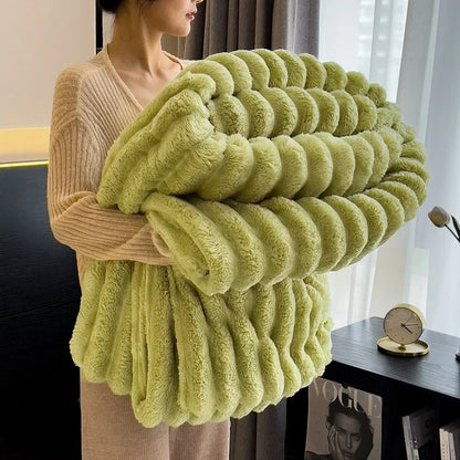 Solid Color Thickened Wide Striped Multifunctional Blanket Can Be Used As Bed Sheet Cover Blanket， Nap Blanket， Pet Blanket