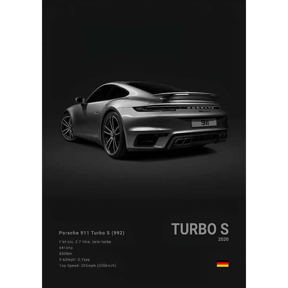 Sports Black Car P-Porsc-Che 918 GT3-RS-911 Poster Sticky Wall Art Printing Waterproof Home Living Bed Room Bar Aesthetic Decor
