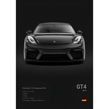 Sports Black Car P-Porsc-Che 918 GT3-RS-911 Poster Sticky Wall Art Printing Waterproof Home Living Bed Room Bar Aesthetic Decor