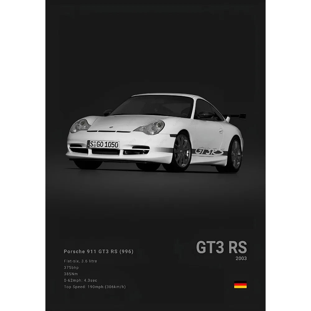 Sports Black Car P-Porsc-Che 918 GT3-RS-911 Poster Sticky Wall Art Printing Waterproof Home Living Bed Room Bar Aesthetic Decor
