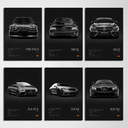 Black Famous Car M-Mercedes-B-Benz-AMG GT Poster Self-adhesive Art Waterproof Paper Sticker Coffee House Bar Room Wall Decor