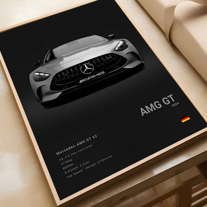 Black Famous Car M-Mercedes-B-Benz-AMG GT Poster Self-adhesive Art Waterproof Paper Sticker Coffee House Bar Room Wall Decor