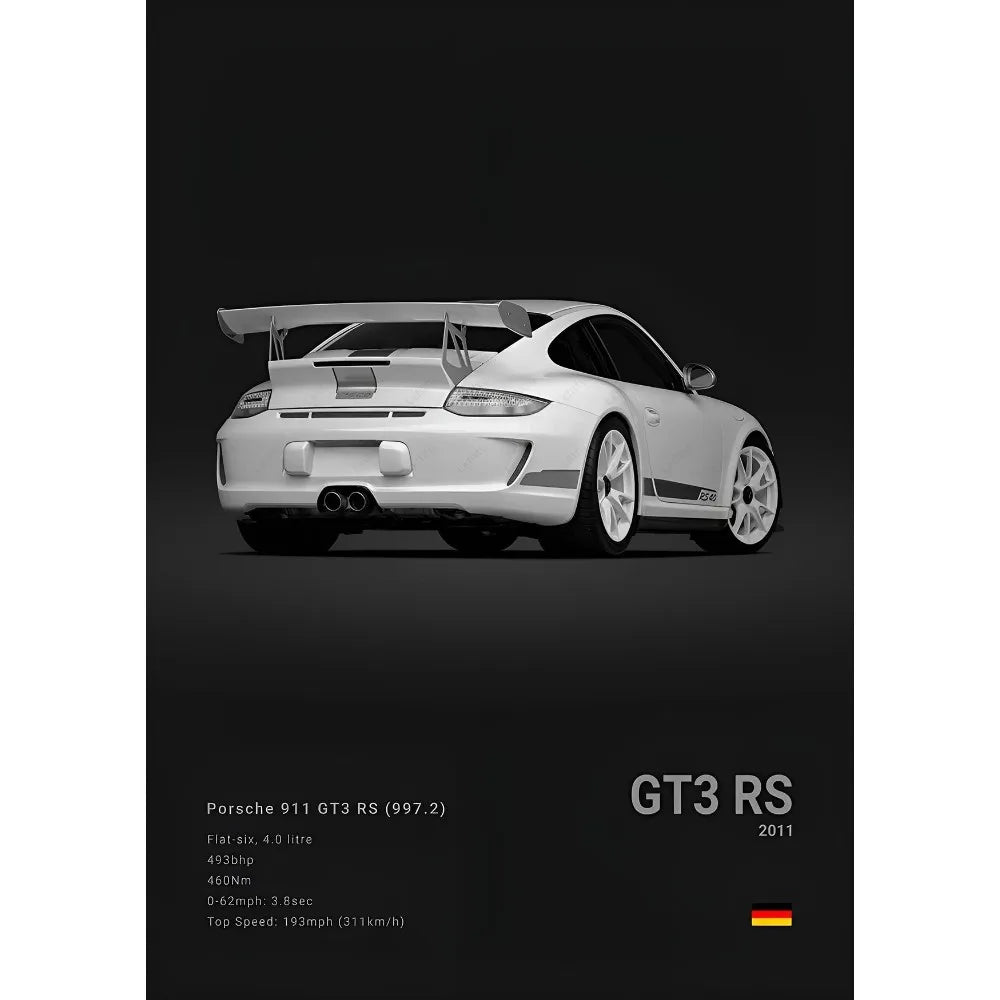 Sports Black Car P-Porsc-Che 918 GT3-RS-911 Poster Sticky Wall Art Printing Waterproof Home Living Bed Room Bar Aesthetic Decor