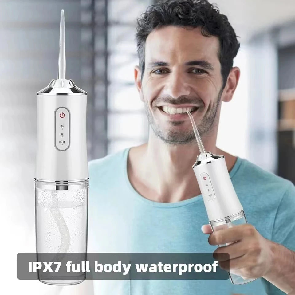 Oral Irrigator Portable Dental Water Flosser USB Rechargeable Water Jet Floss Tooth Pick 4 Jet Tip 220ml 3 Modes IPX7 1400rpm