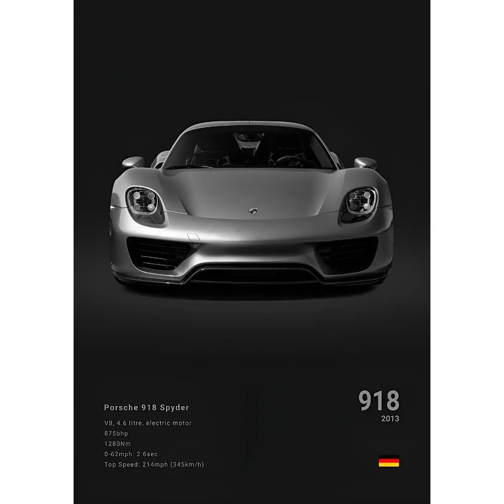Sports Black Car P-Porsc-Che 918 GT3-RS-911 Poster Sticky Wall Art Printing Waterproof Home Living Bed Room Bar Aesthetic Decor