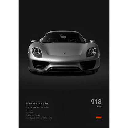 Sports Black Car P-Porsc-Che 918 GT3-RS-911 Poster Sticky Wall Art Printing Waterproof Home Living Bed Room Bar Aesthetic Decor