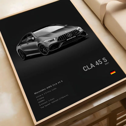 Black Famous Car M-Mercedes-B-Benz-AMG GT Poster Self-adhesive Art Waterproof Paper Sticker Coffee House Bar Room Wall Decor